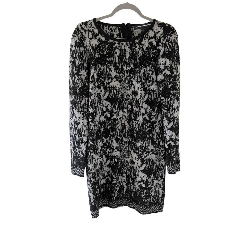 French Connection Angora Sweater Dress Black Gray M